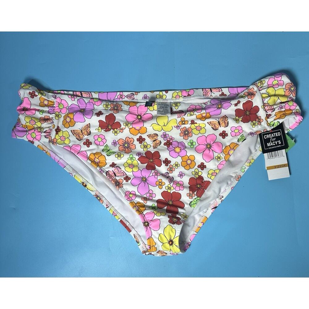 California Waves Plus Size Floral-Print Swim Bottoms Multi Size 3 22/24